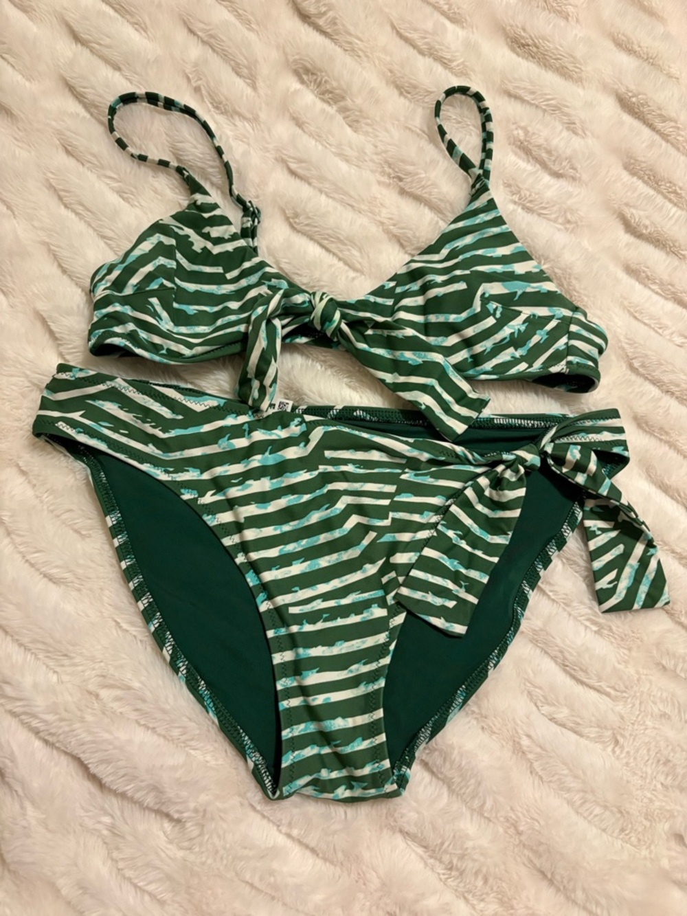NWT aerie Green Striped Bikini Set
